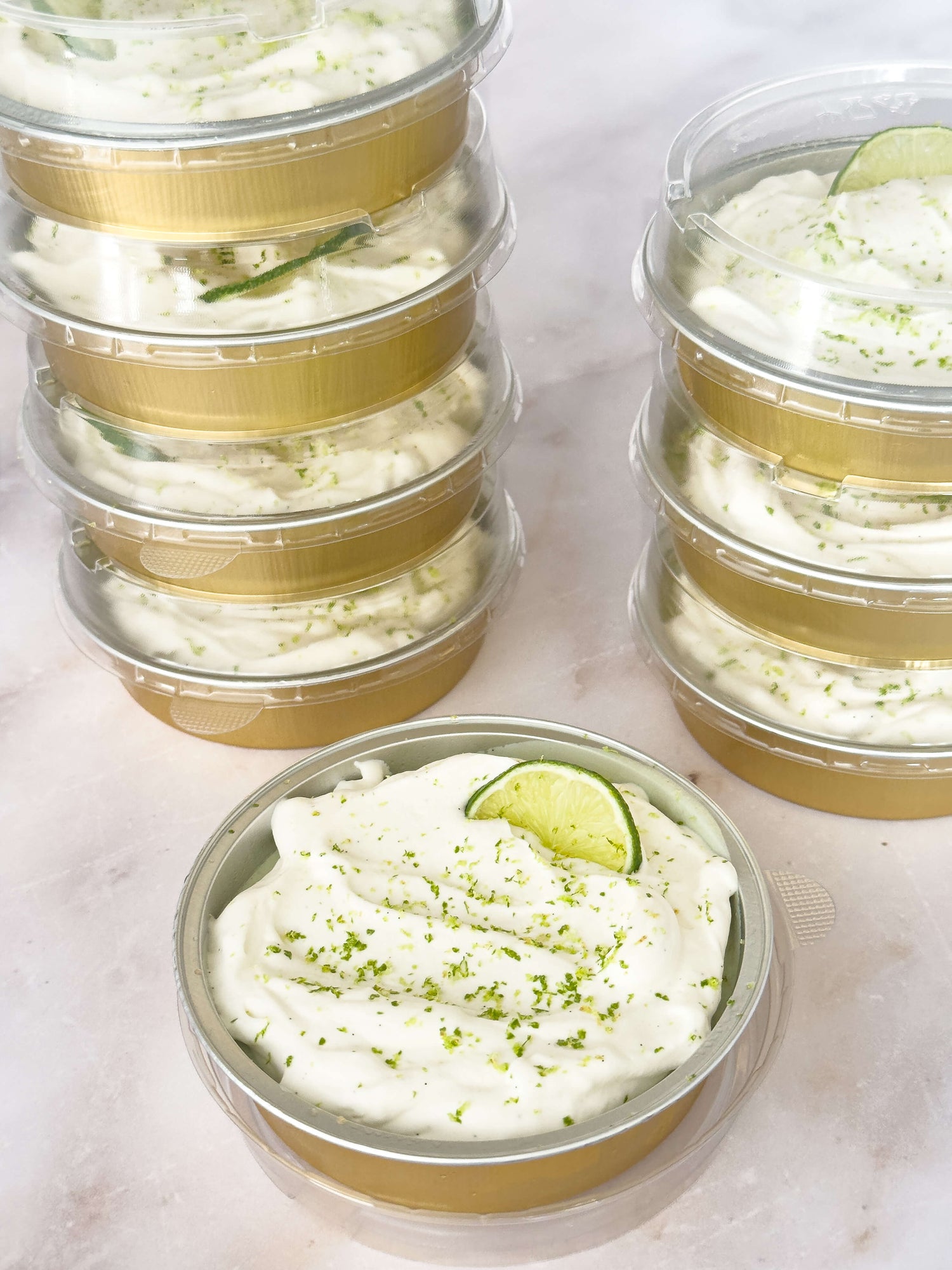 Stack of Gluten Free Mini Key Lime Pies