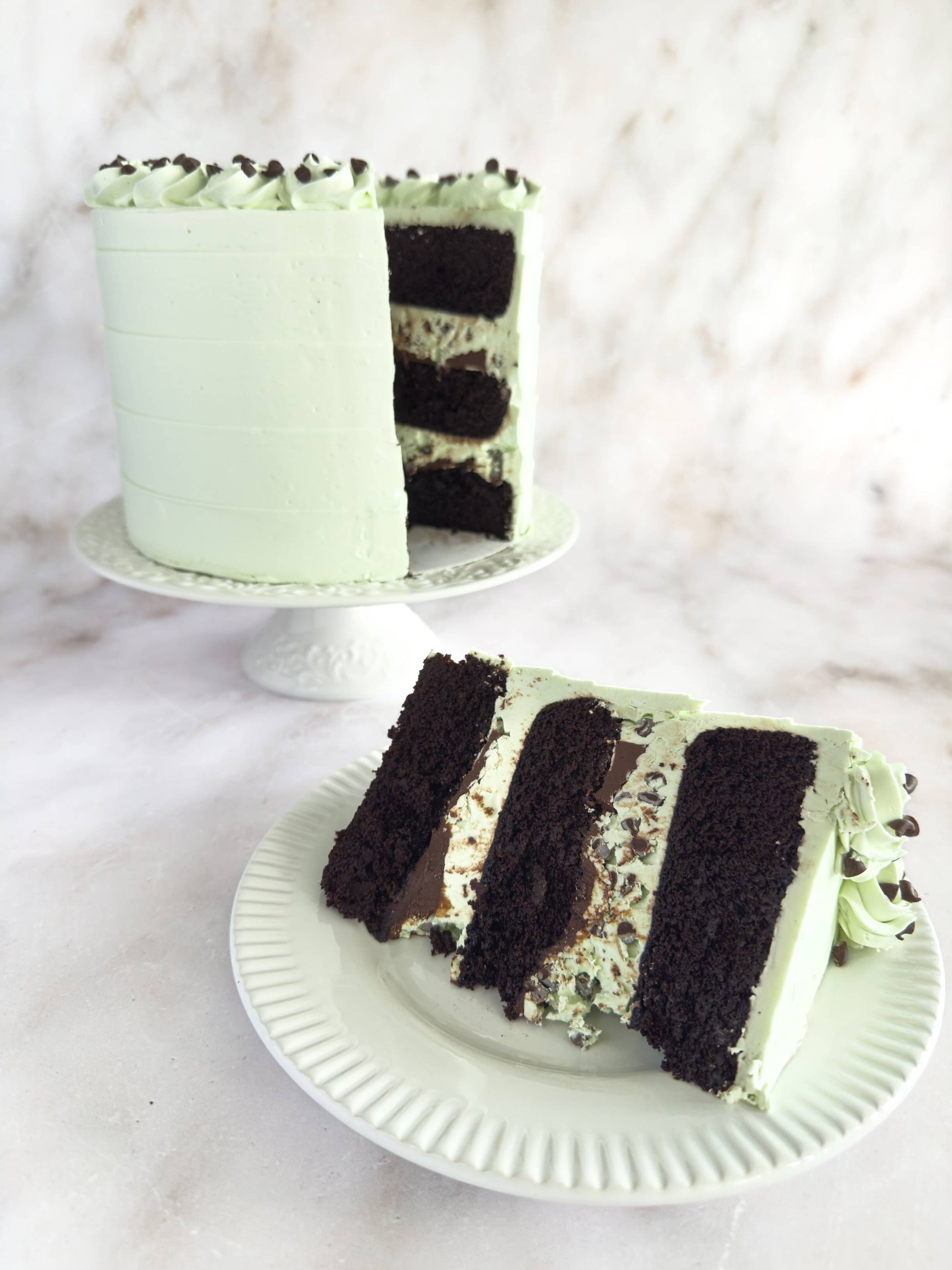 Gluten Free Mint Chocolate Chip Cake Slice